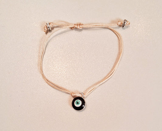 Pulsera Beige con Ojo Turco Negro