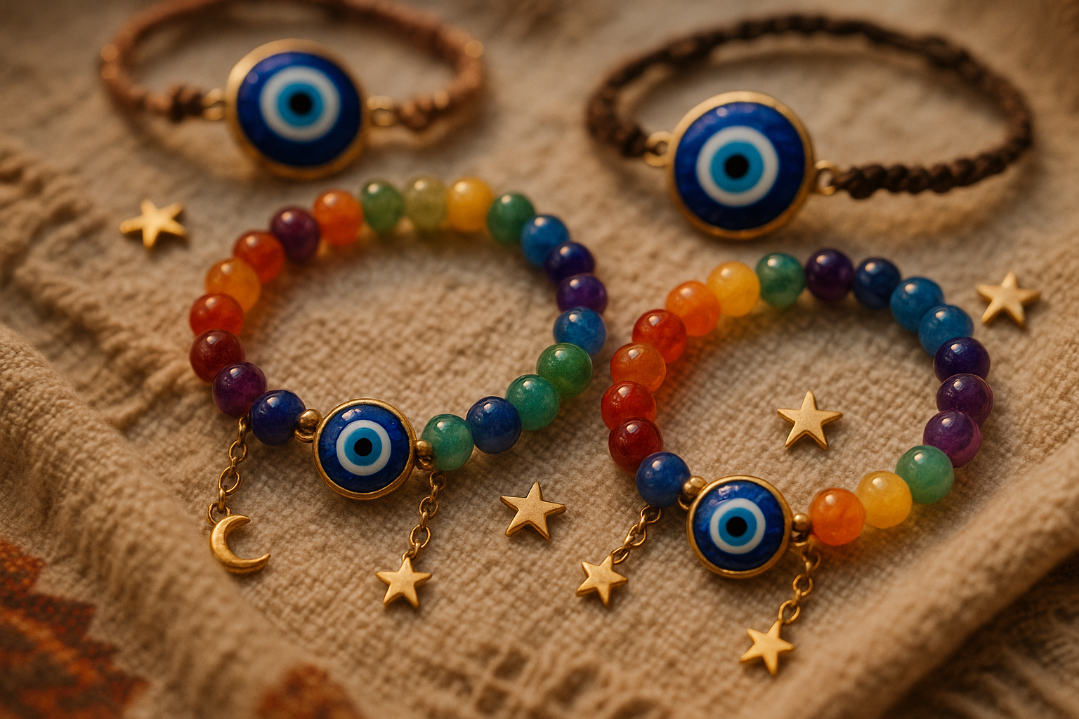 arte, pulseras, wishes, chakras, ojo turco
