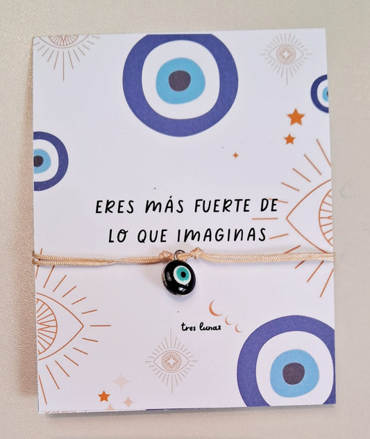 Pulsera Beige con Ojo Turco Negro